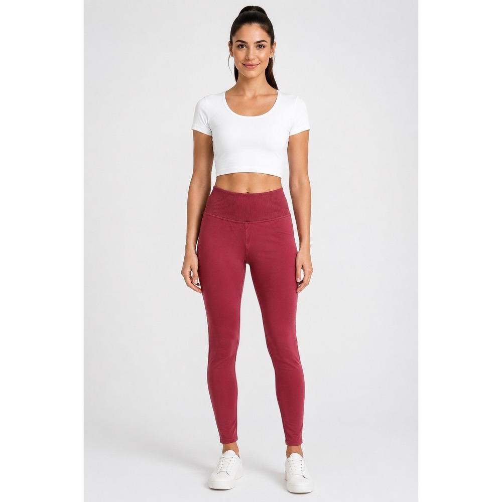 Vuori Women's High Rise Leggings Pink Ribbed Waist Athletic Yoga Pants Size M